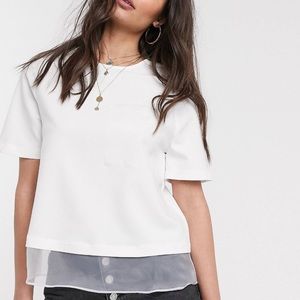 ASOS DESIGN woven tshirt with organza insert
